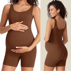 Summer Mae Maternity Bodysuit Ribbed Pregnancy Jumpsuit Romper